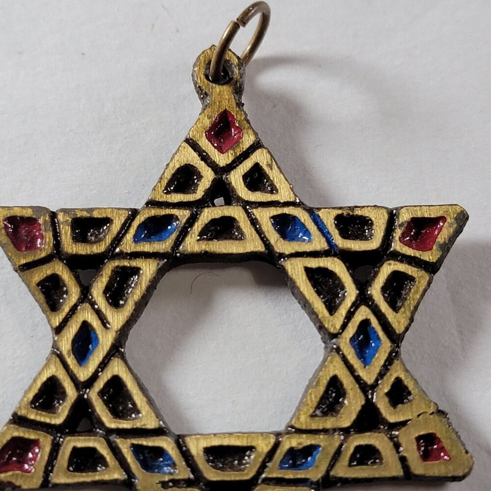 Star Of David Pendant With Red Outer Points And B… - image 4